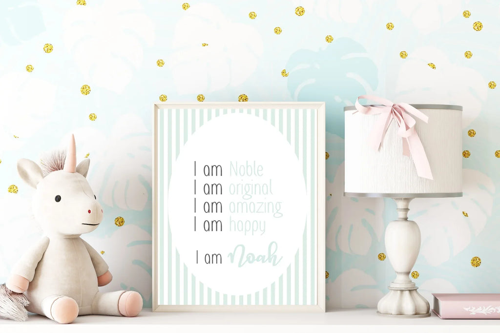 Mint Green Stripe Acrostic Poem - Larosier Prints