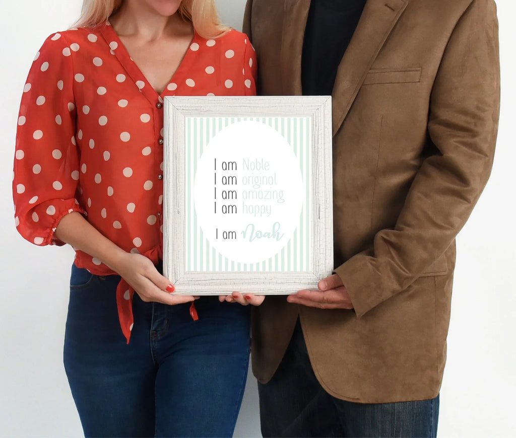 Mint Green Stripe Acrostic Poem - Larosier Prints