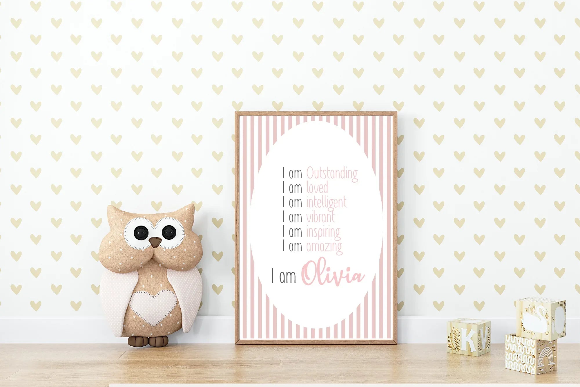 Pink Stripe Acrostic Poem - Larosier Prints