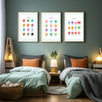 Pastel Stripe Colours Educational Wall Art Poster | Blue, Pink or Mint Green - Larosier Prints
