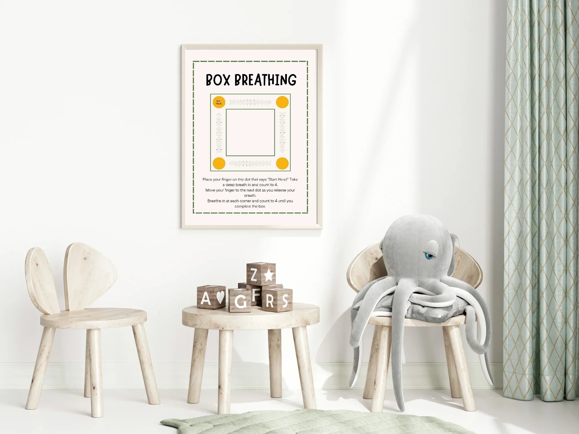Box Breathing Poster | Calm Breathing Companion Wall Art - Larosier Prints