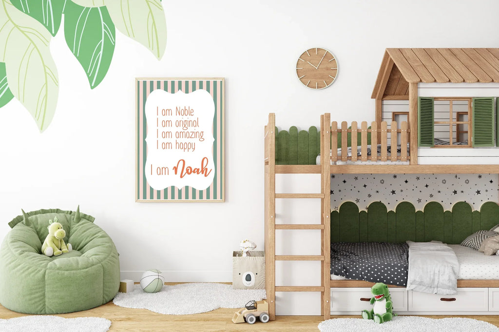 Beige & Green Stripes Acrostic Poem - Larosier Prints