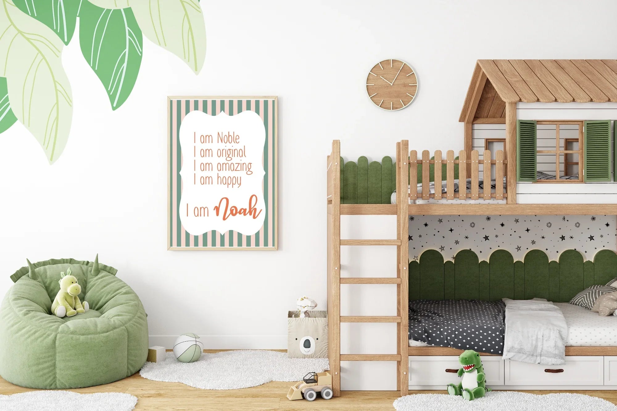 Beige & Green Stripes Acrostic Poem - Larosier Prints