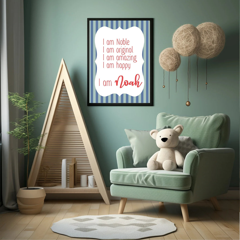 Blue & Green Stripes Acrostic Poem - Larosier Prints