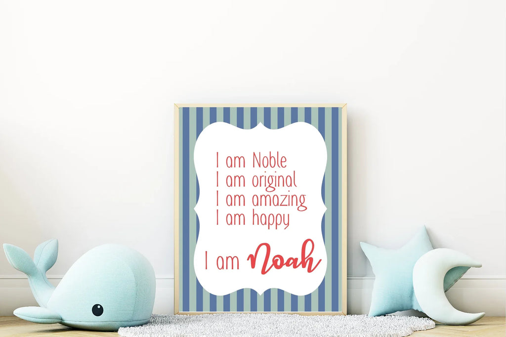 Blue & Green Stripes Acrostic Poem - Larosier Prints