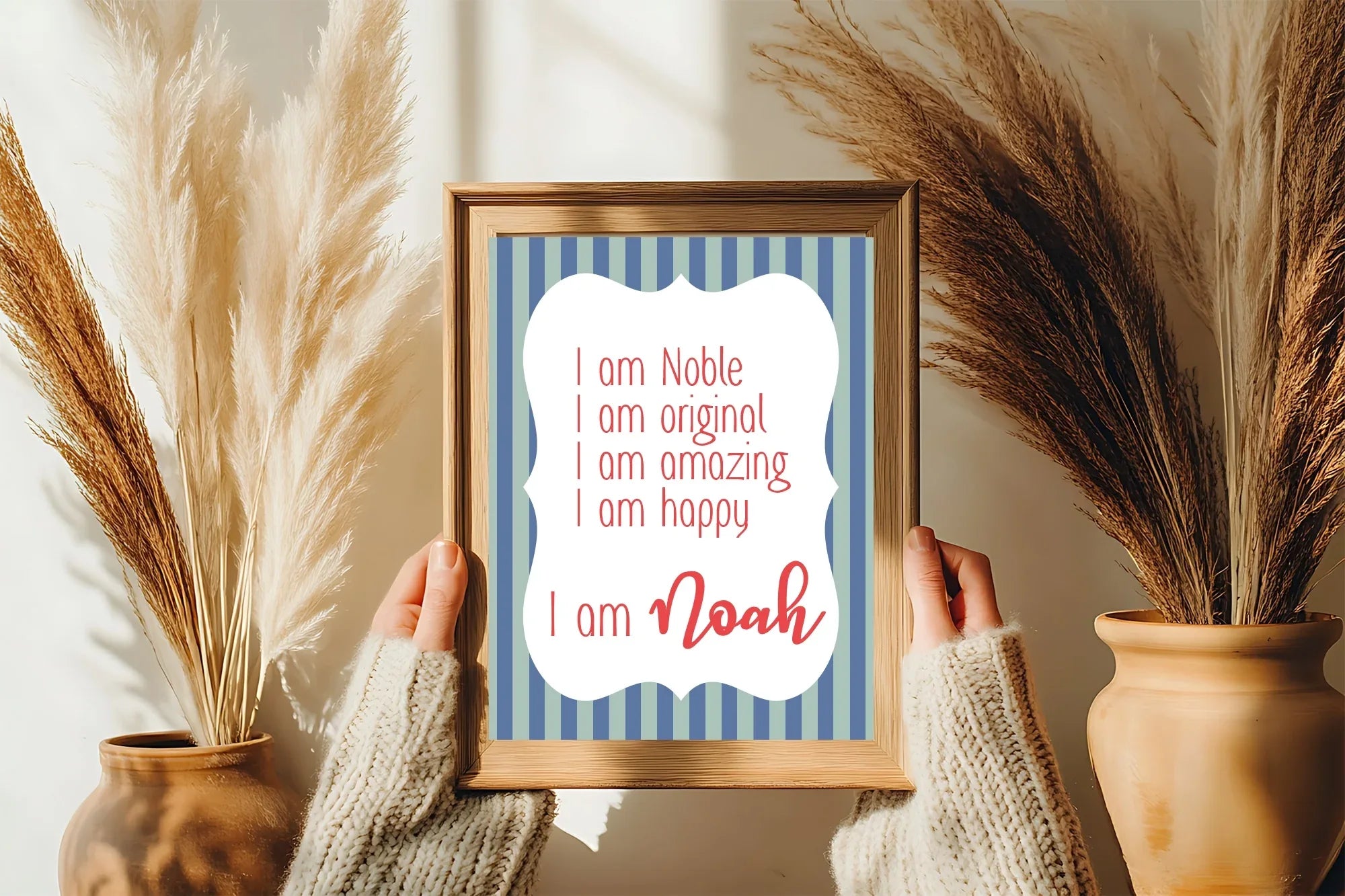 Blue & Green Stripes Acrostic Poem - Larosier Prints