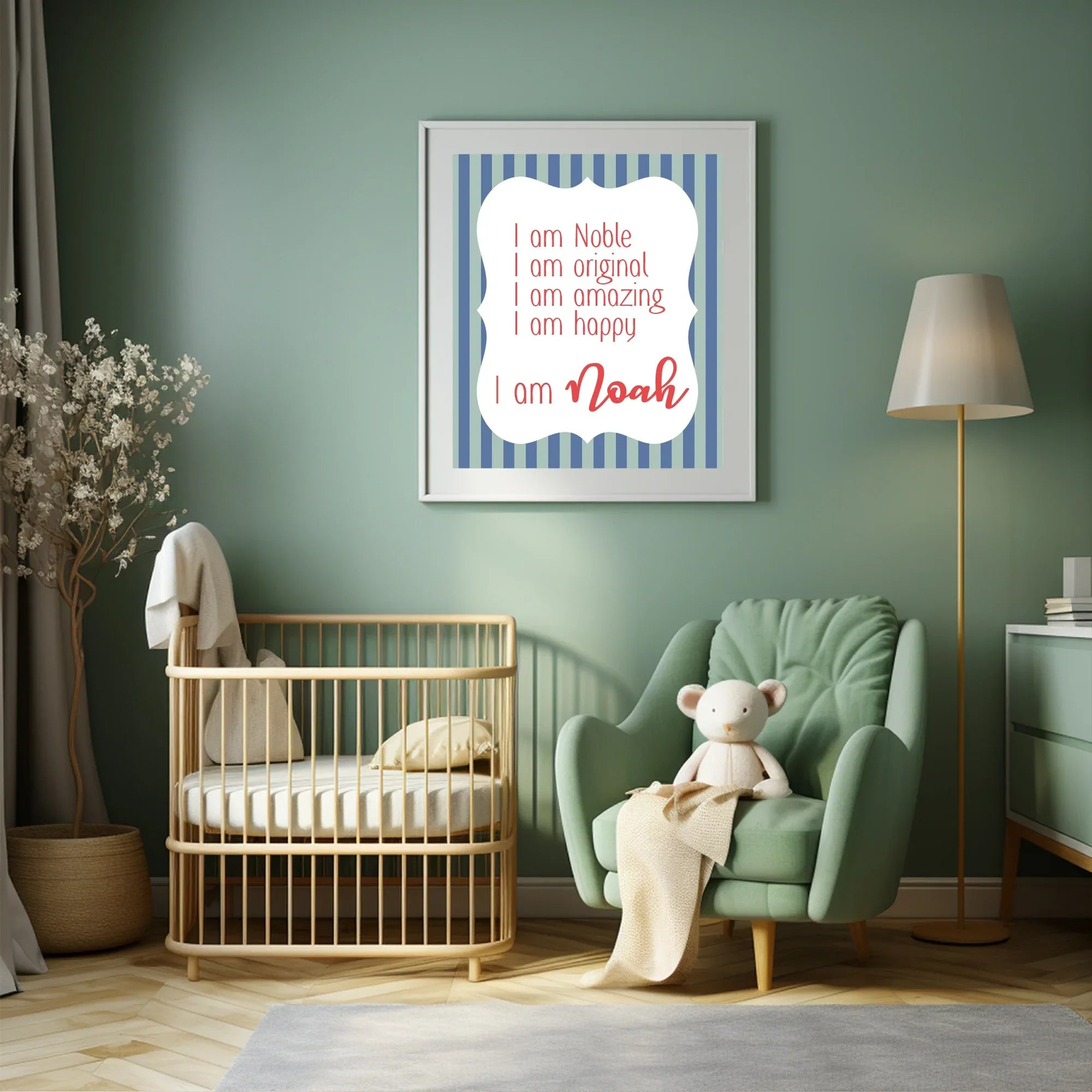 Blue & Green Stripes Acrostic Poem - Larosier Prints