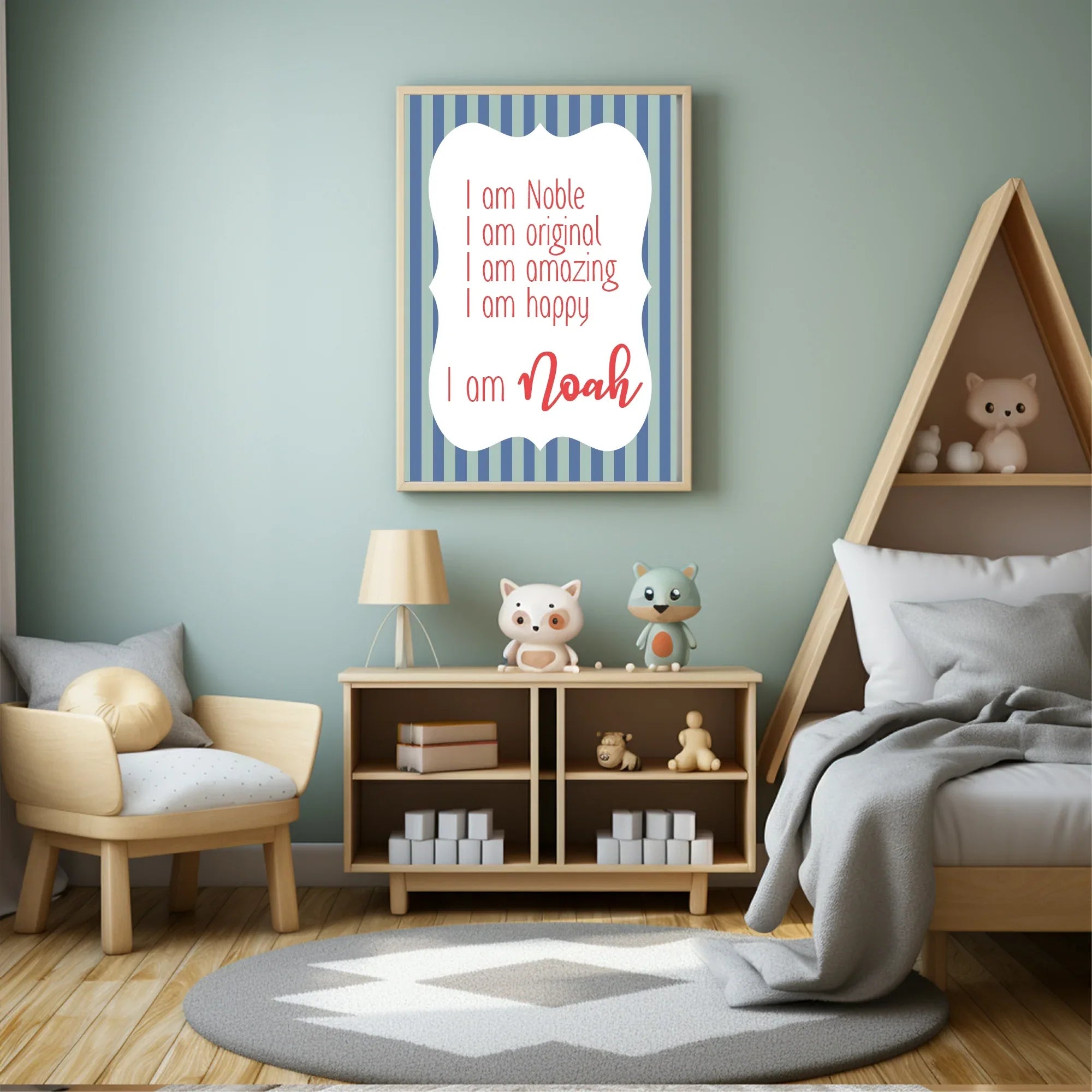 Blue & Green Stripes Acrostic Poem - Larosier Prints