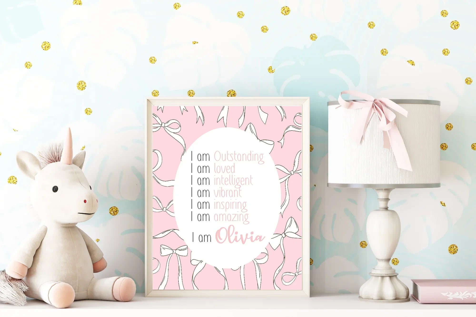 Pink Bows Acrostic Poem - Larosier Prints