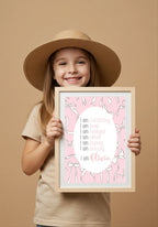 Pink Bows Acrostic Poem - Larosier Prints