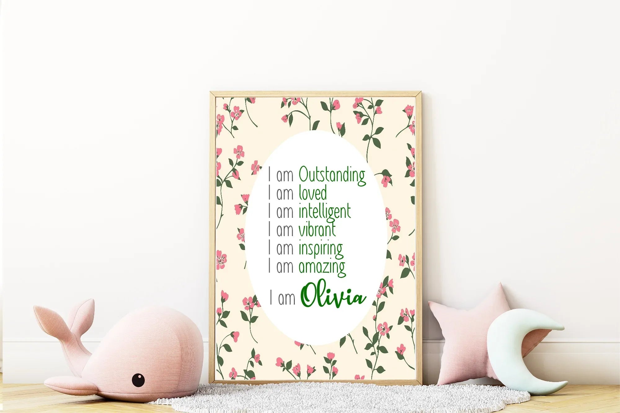 Pink Flowers Acrostic Poem - Larosier Prints