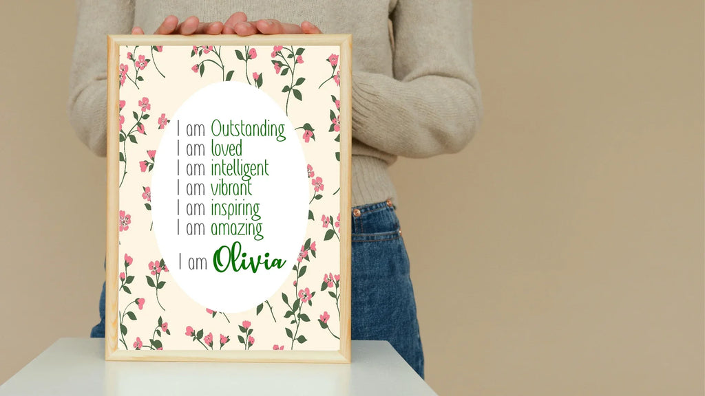 Pink Flowers Acrostic Poem - Larosier Prints