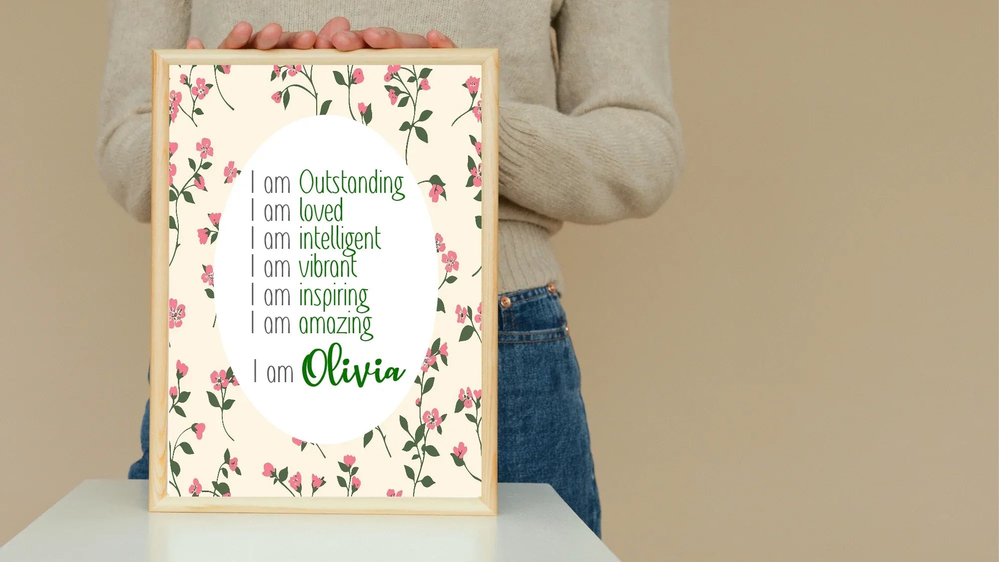 Pink Flowers Acrostic Poem - Larosier Prints