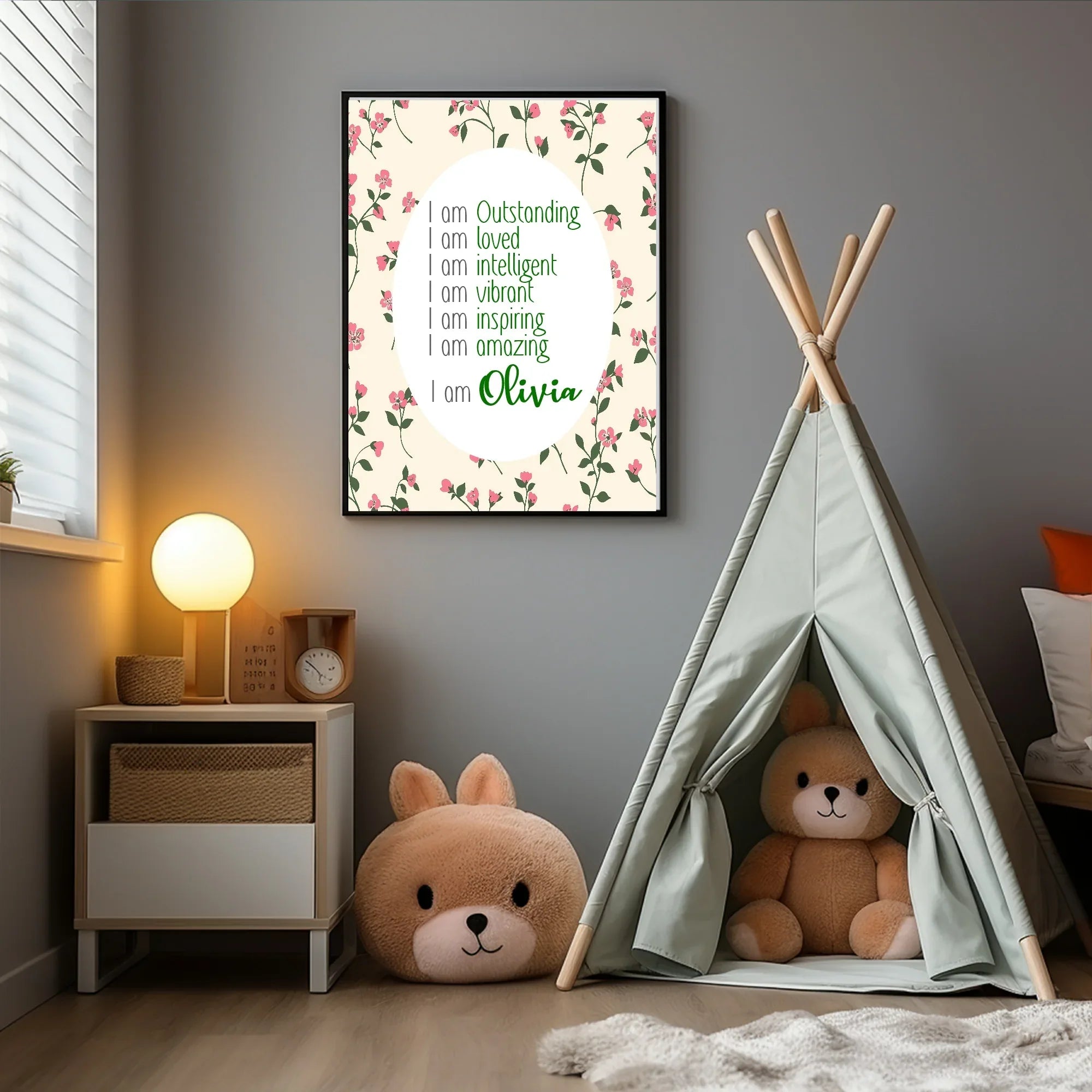 Pink Flowers Acrostic Poem - Larosier Prints