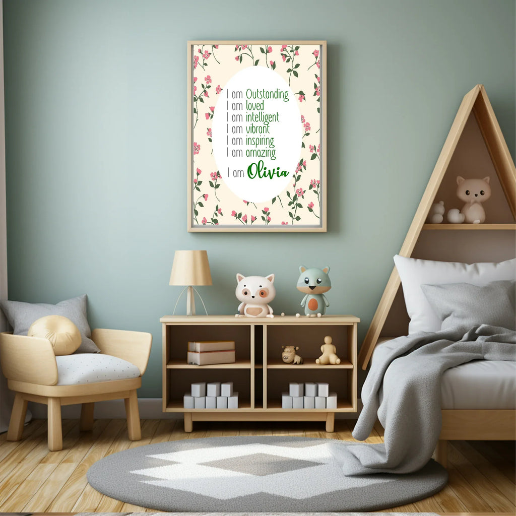 Pink Flowers Acrostic Poem - Larosier Prints