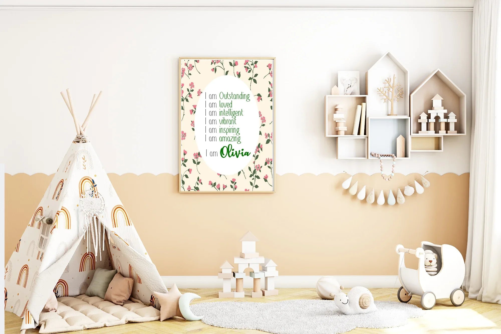 Pink Flowers Acrostic Poem - Larosier Prints