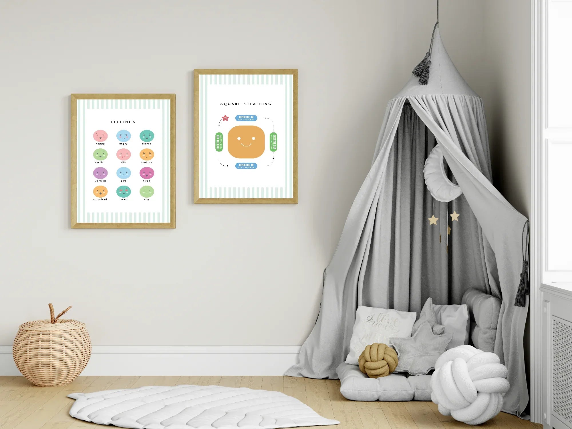 Pastel Stripe Feelings Emotional Support Tool Wall Art Poster | Blue, Pink or Mint Green - Larosier Prints