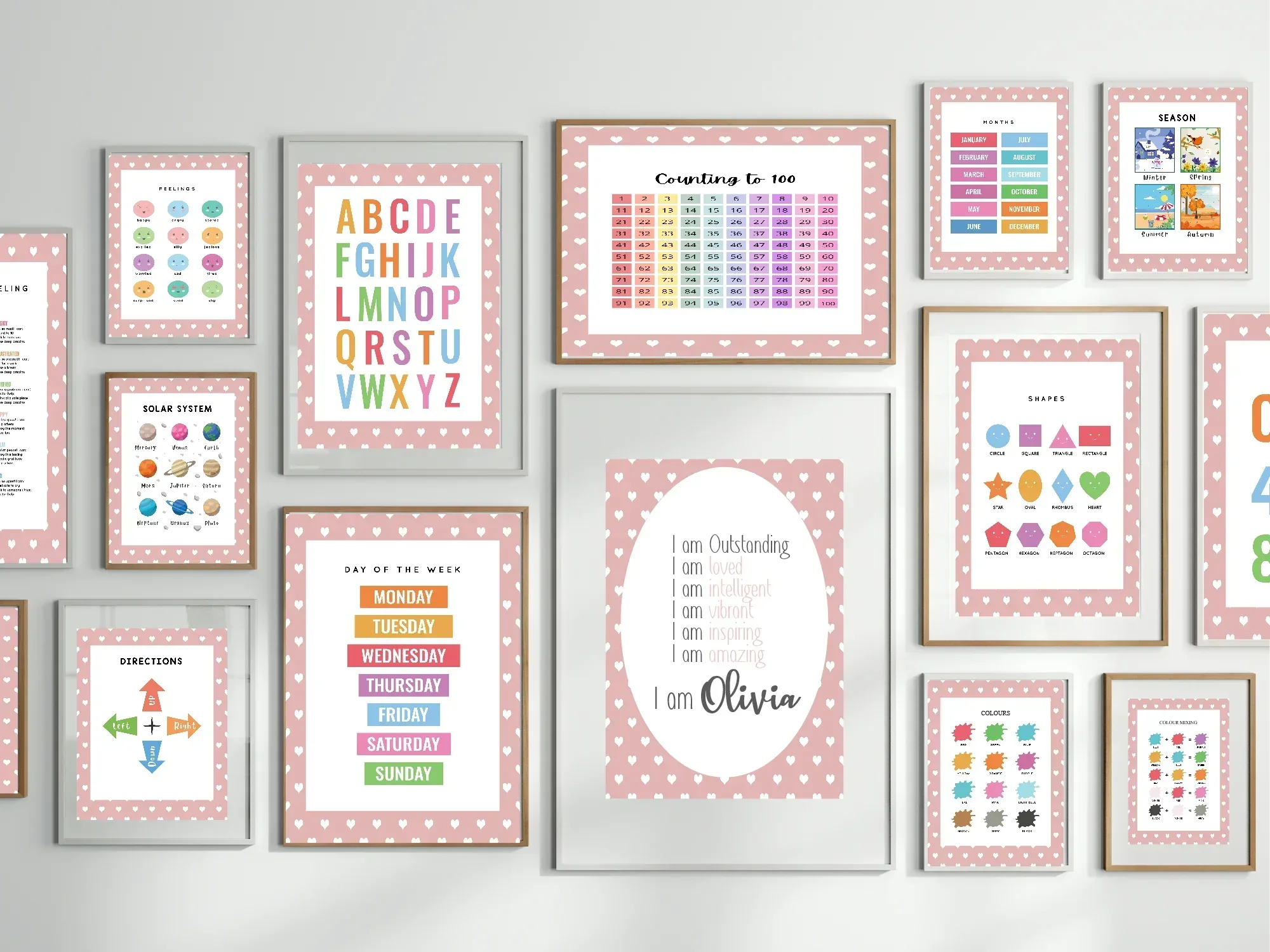 Pink & White Heart Shapes Poster | Educational Wall Art - Larosier Prints