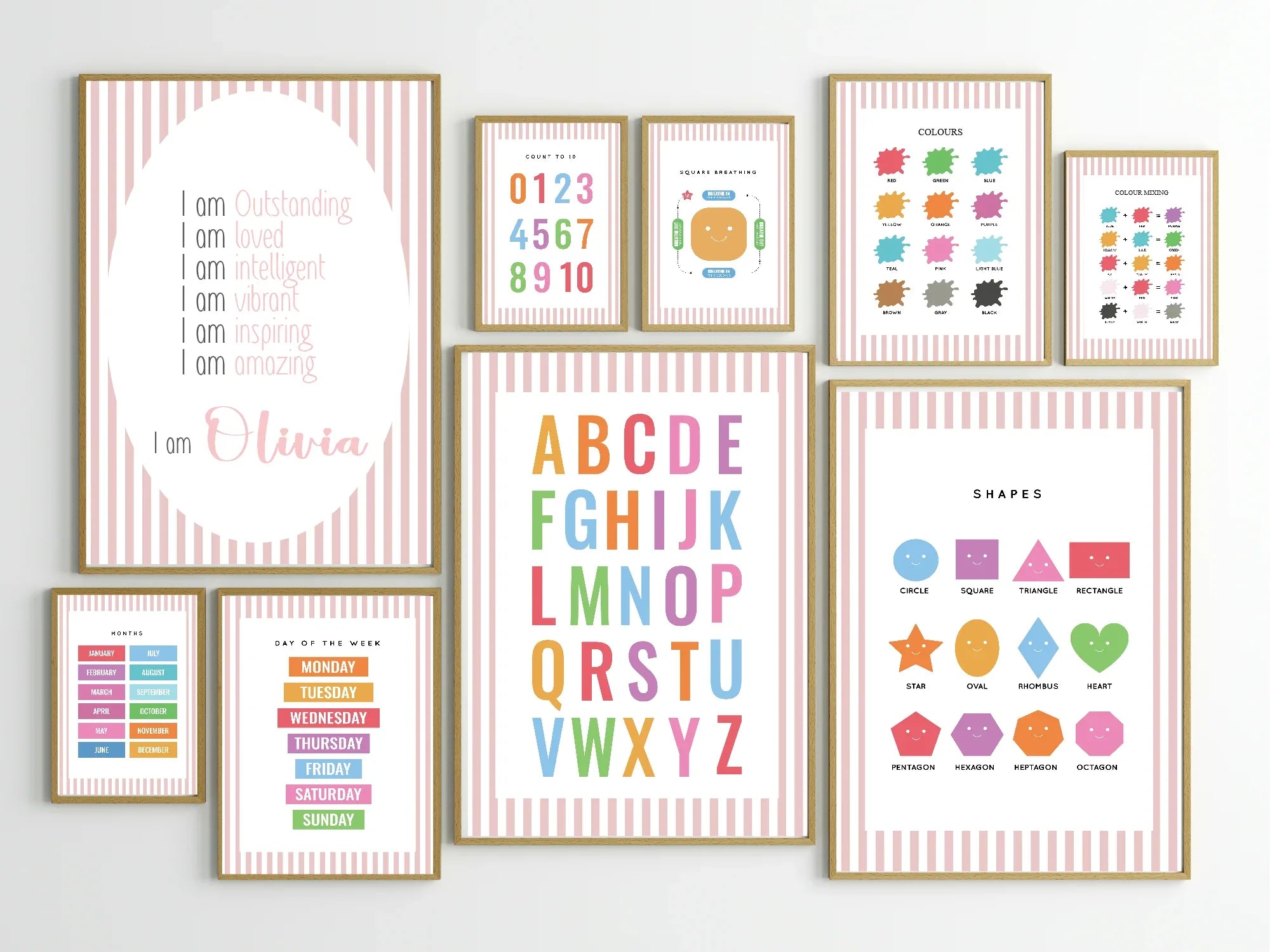 Pink Stripe Acrostic Poem - Larosier Prints