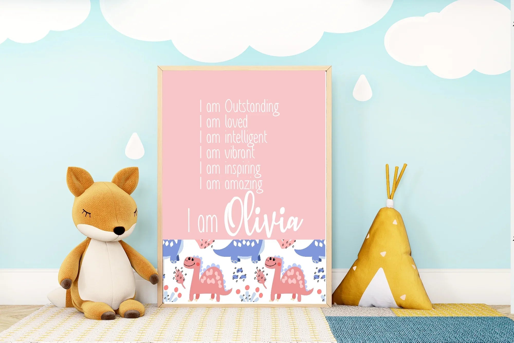 Pink Dinosaur Acrostic Poem - Larosier Prints