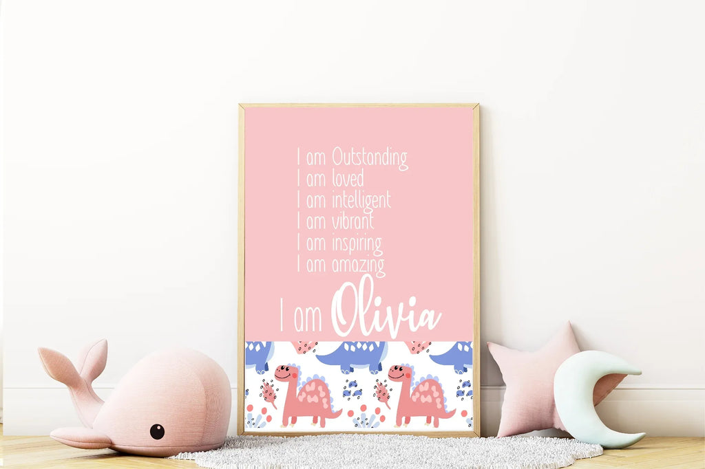 Pink Dinosaur Acrostic Poem - Larosier Prints