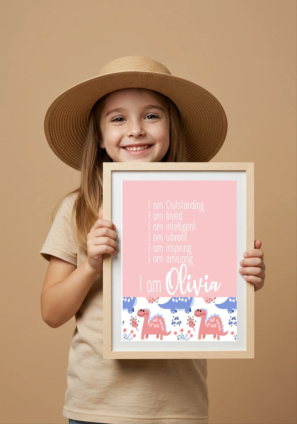 Pink Dinosaur Acrostic Poem - Larosier Prints