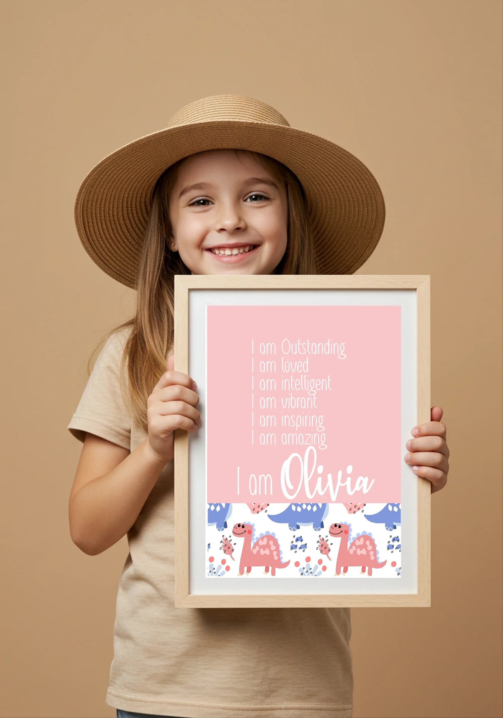 Pink Dinosaur Acrostic Poem - Larosier Prints