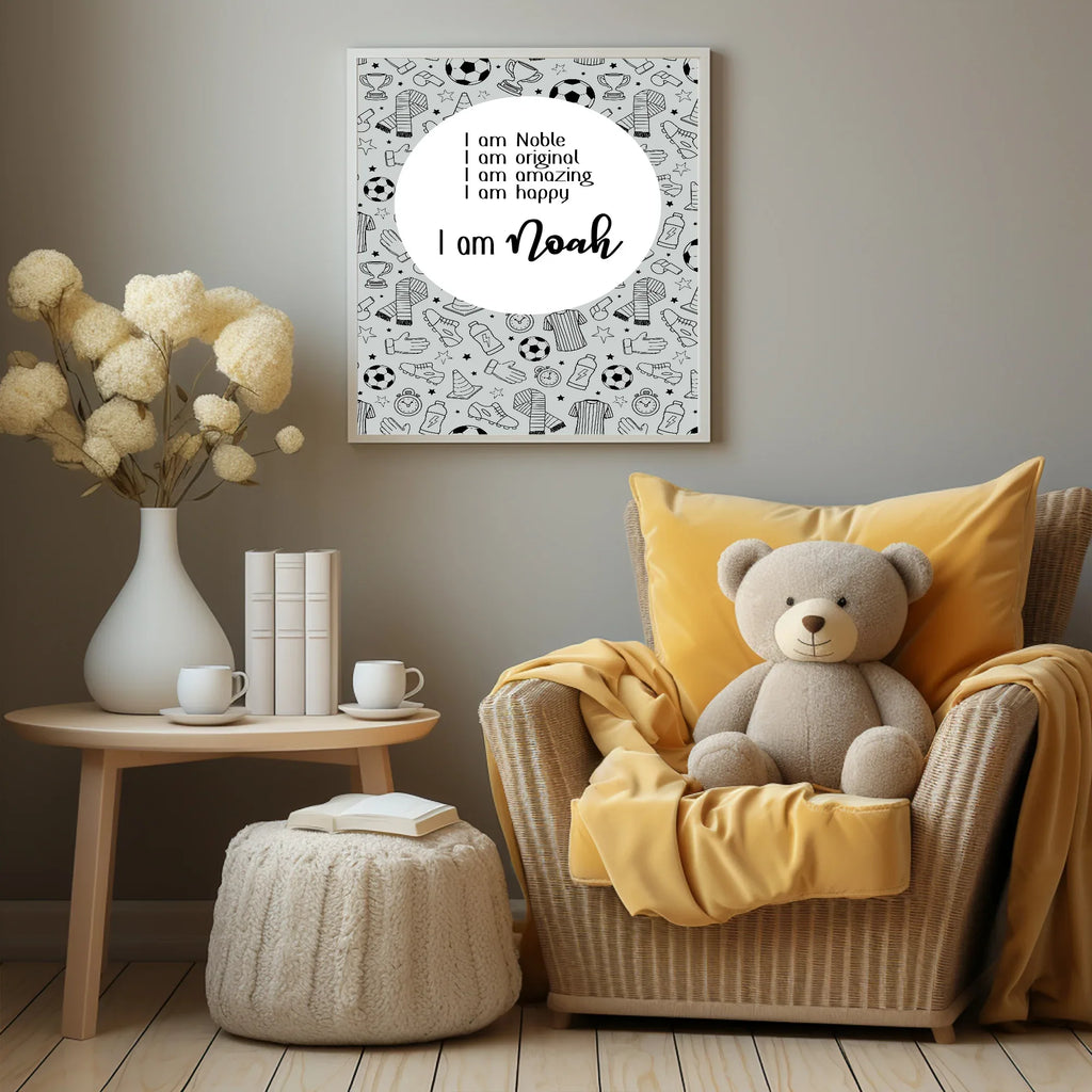 Football Acrostic Poem | Black - Larosier Prints