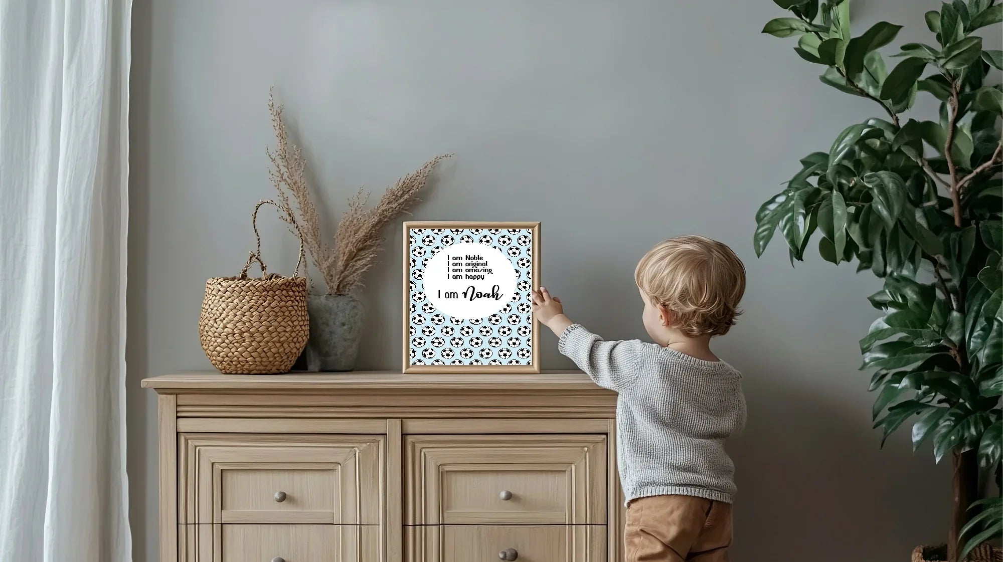 Blue Football Acrostic Poem | Positive Affirmation Wall Art - Larosier Prints