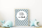 Blue Football Acrostic Poem | Positive Affirmation Wall Art - Larosier Prints