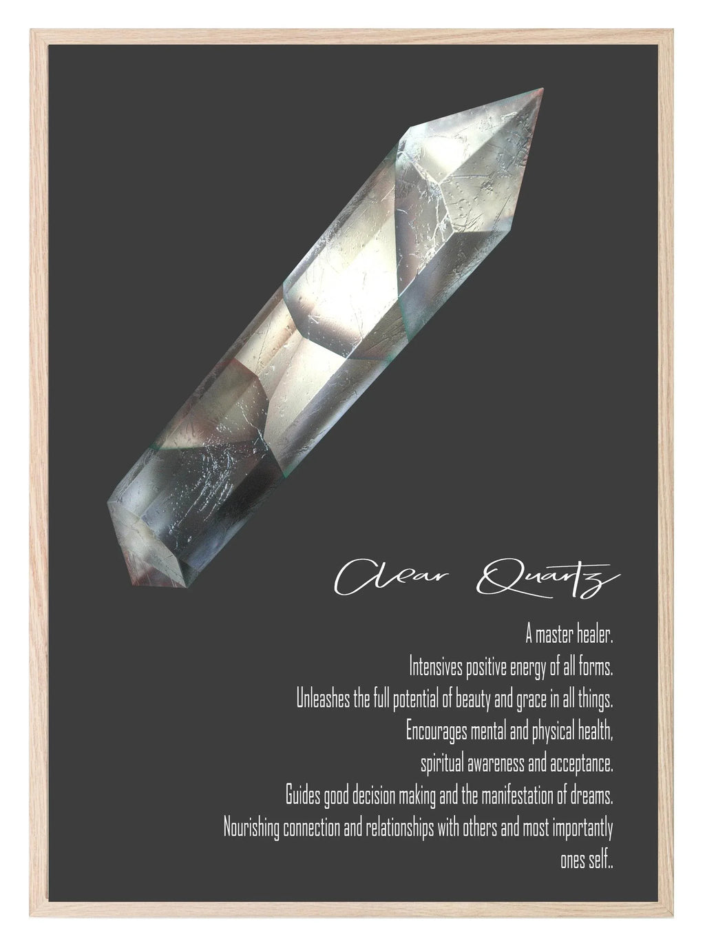 Clear Quartz Definition Print | Crystal gem Stone Wall Art | Light or Dark Background - Larosier Prints