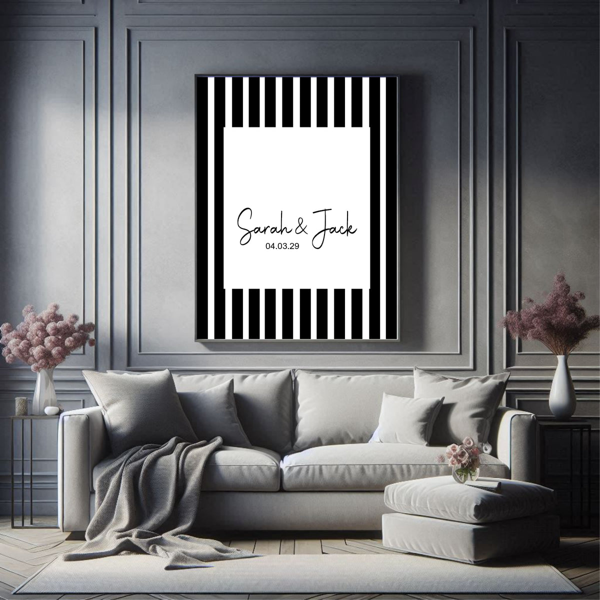 Black & White Stripe personalised Forever Print, product photo 2
