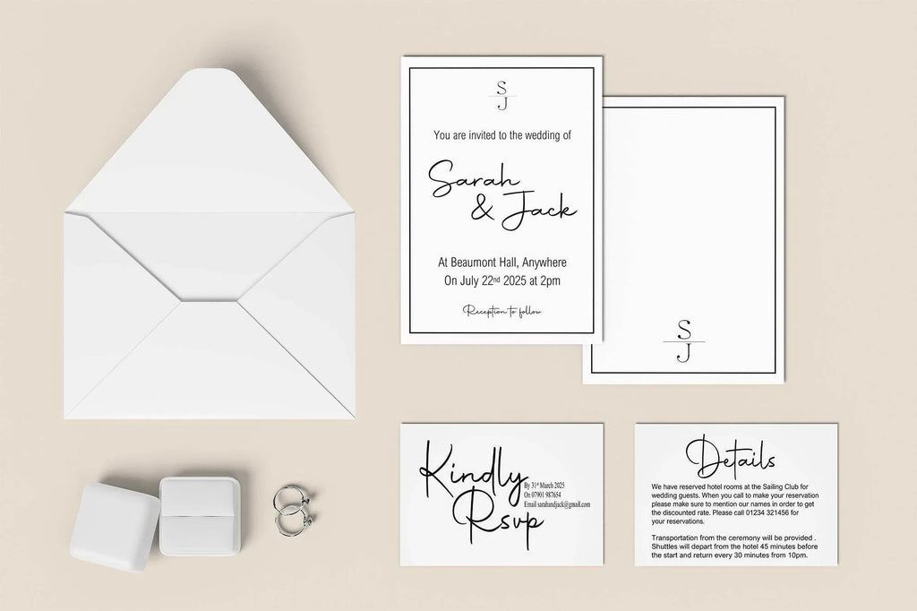 Minimalist Wedding Invitation Suite - Larosier Prints