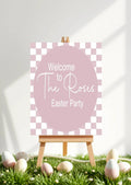 Pastel Checkerboard Welcome Easter Party Sign | Colour Options - Larosier Prints
