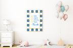 Blue Checked & Stars Acrostic Name Poem Wall Art Print