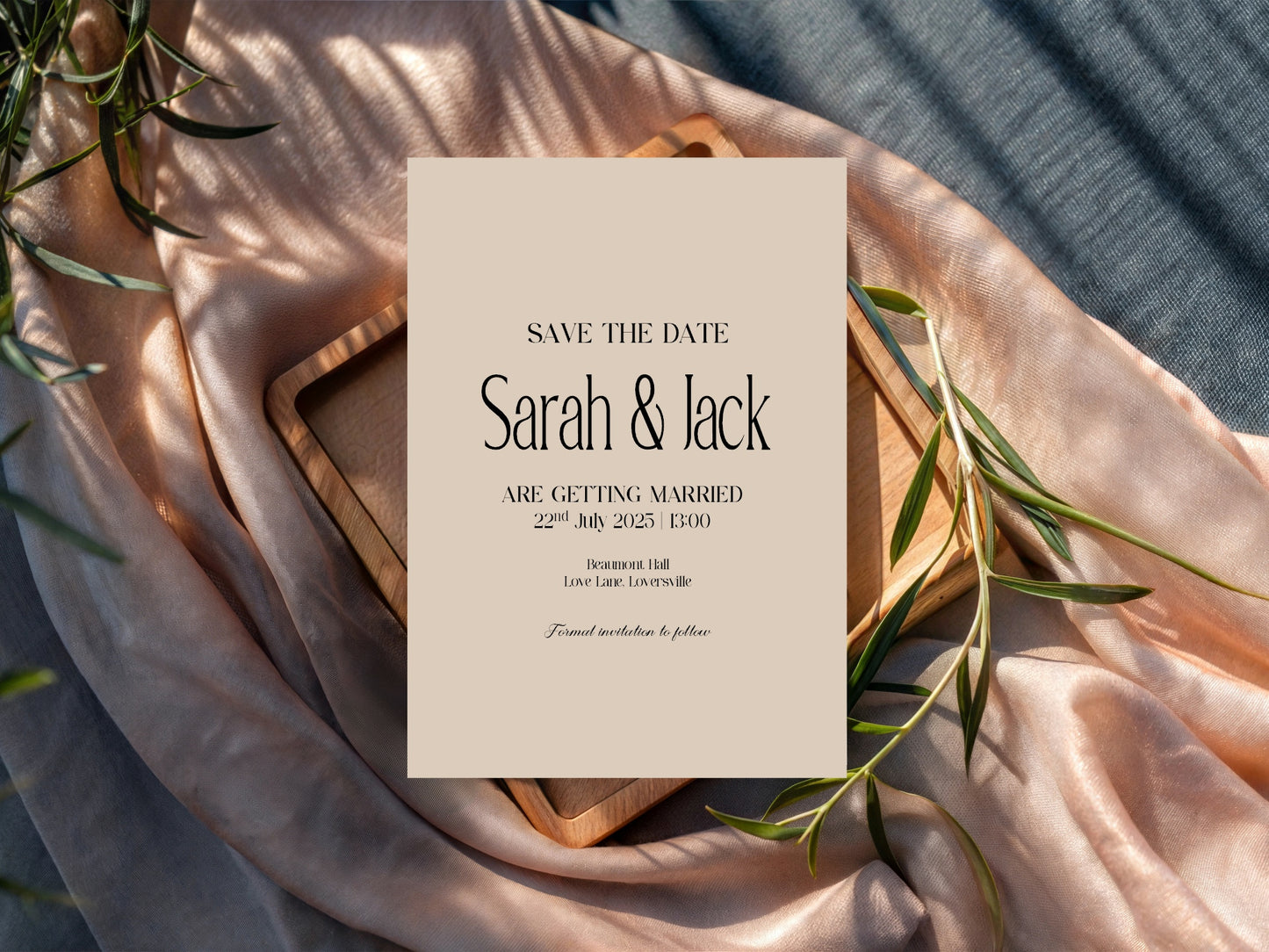 Beige Photo Save The Date Wedding Party Cards & Envelopes | Pack of 10 Double Sided