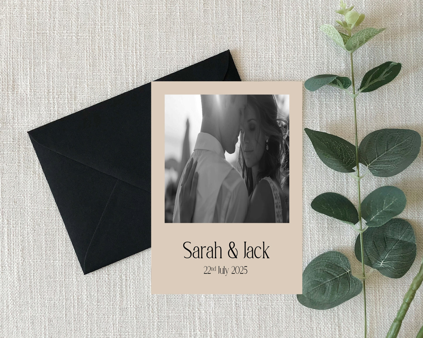 Beige Photo Save The Date Wedding Party Cards & Envelopes | Pack of 10 Double Sided