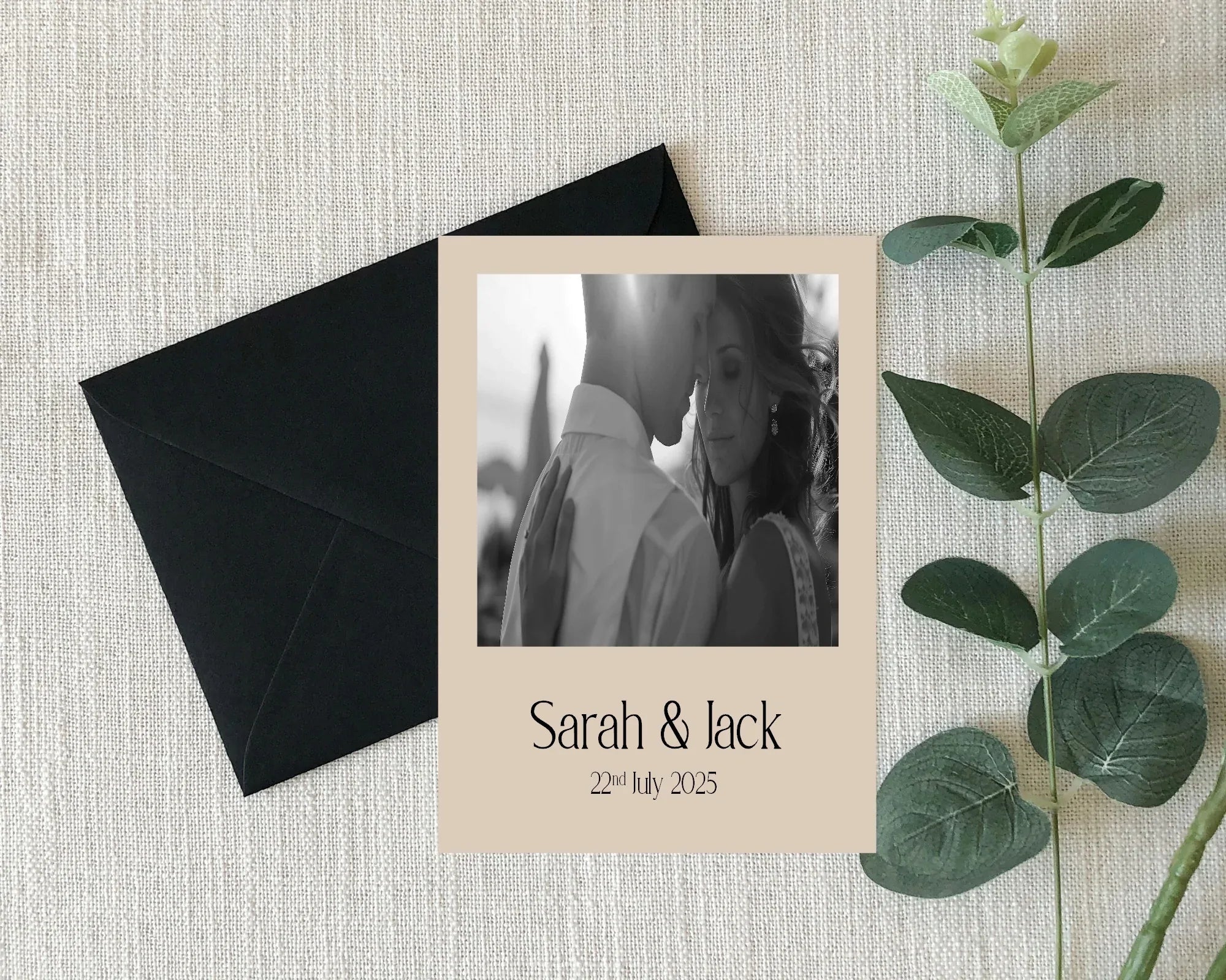 Beige Photo Save The Date Wedding Party Cards & Envelopes | Pack of 10 Double Sided - Larosier Prints