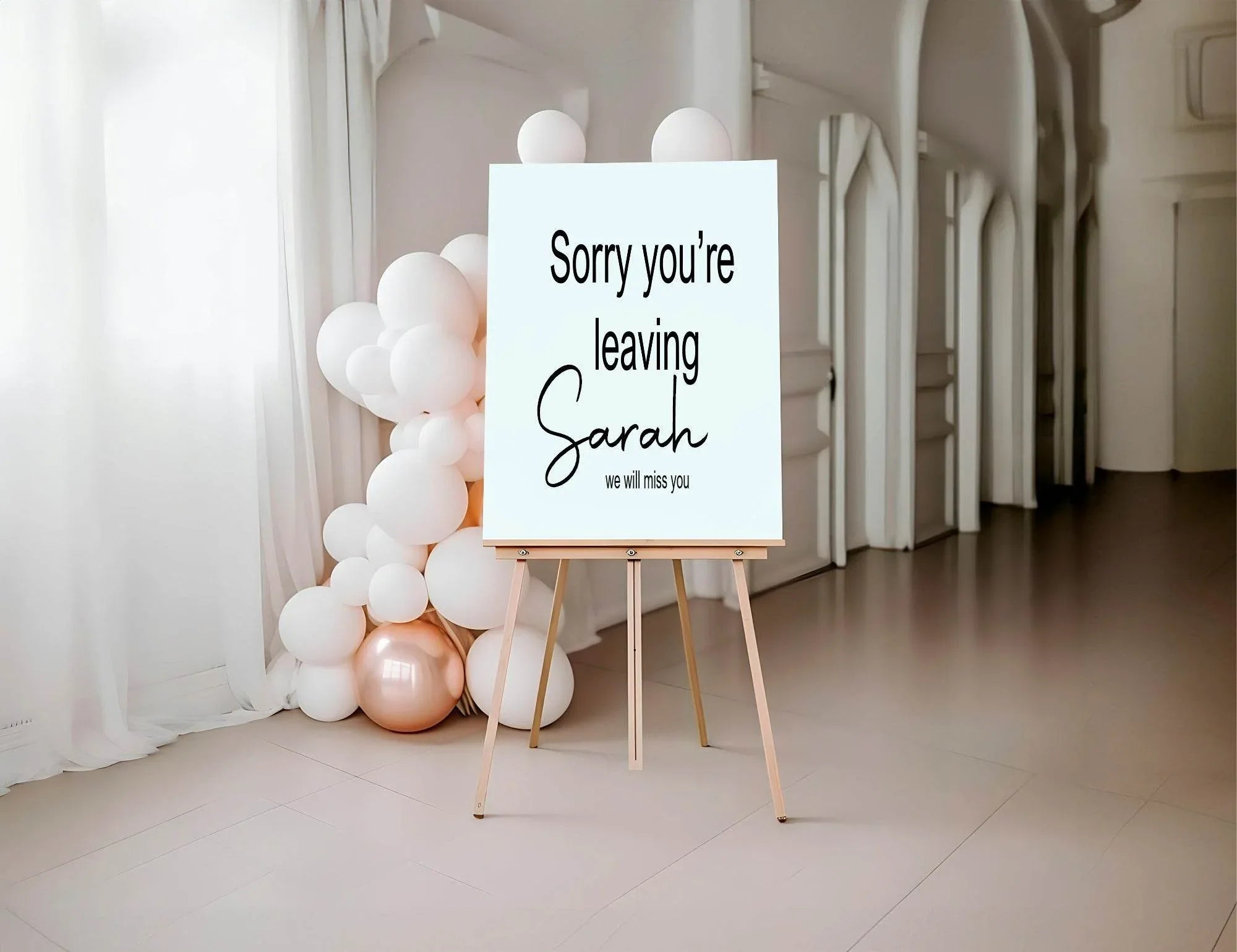 Minimalist Sorry You're Leaving Party Sign - Larosier Prints