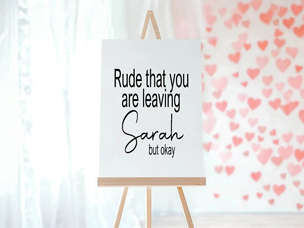 Minimalist Rude That You Are Leaving Party Sign - Larosier Prints