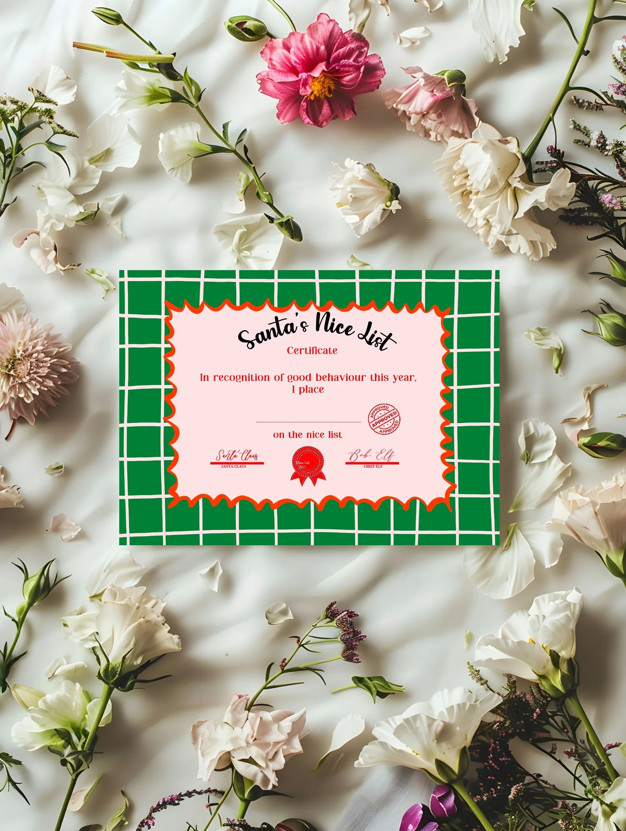 Christmas Green Check Letter to Santa Kit inc Personalised Forever Print - Larosier Prints