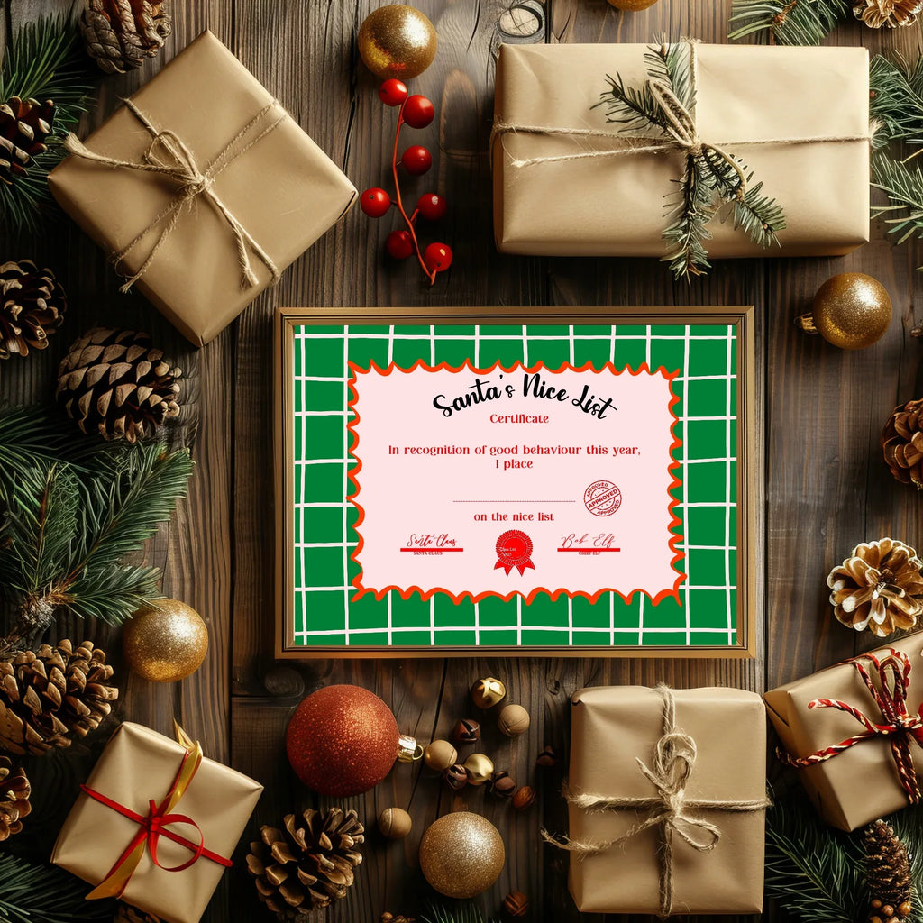 Christmas Green Check Letter to Santa Kit inc Personalised Forever Print - Larosier Prints
