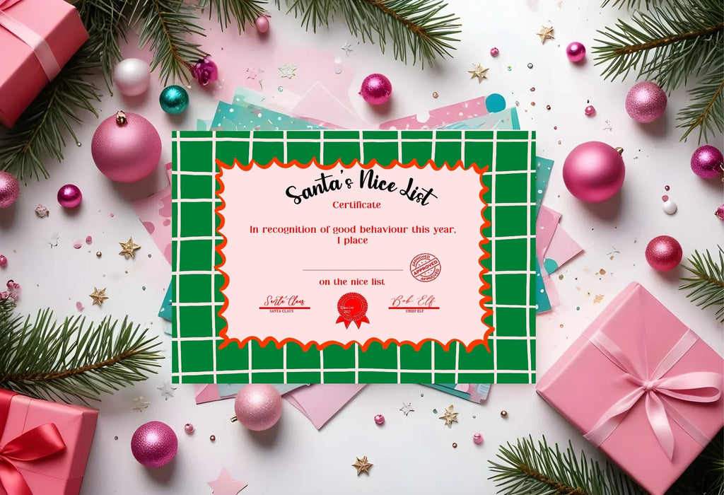 Christmas Green Check Letter to Santa Kit inc Personalised Forever Print - Larosier Prints
