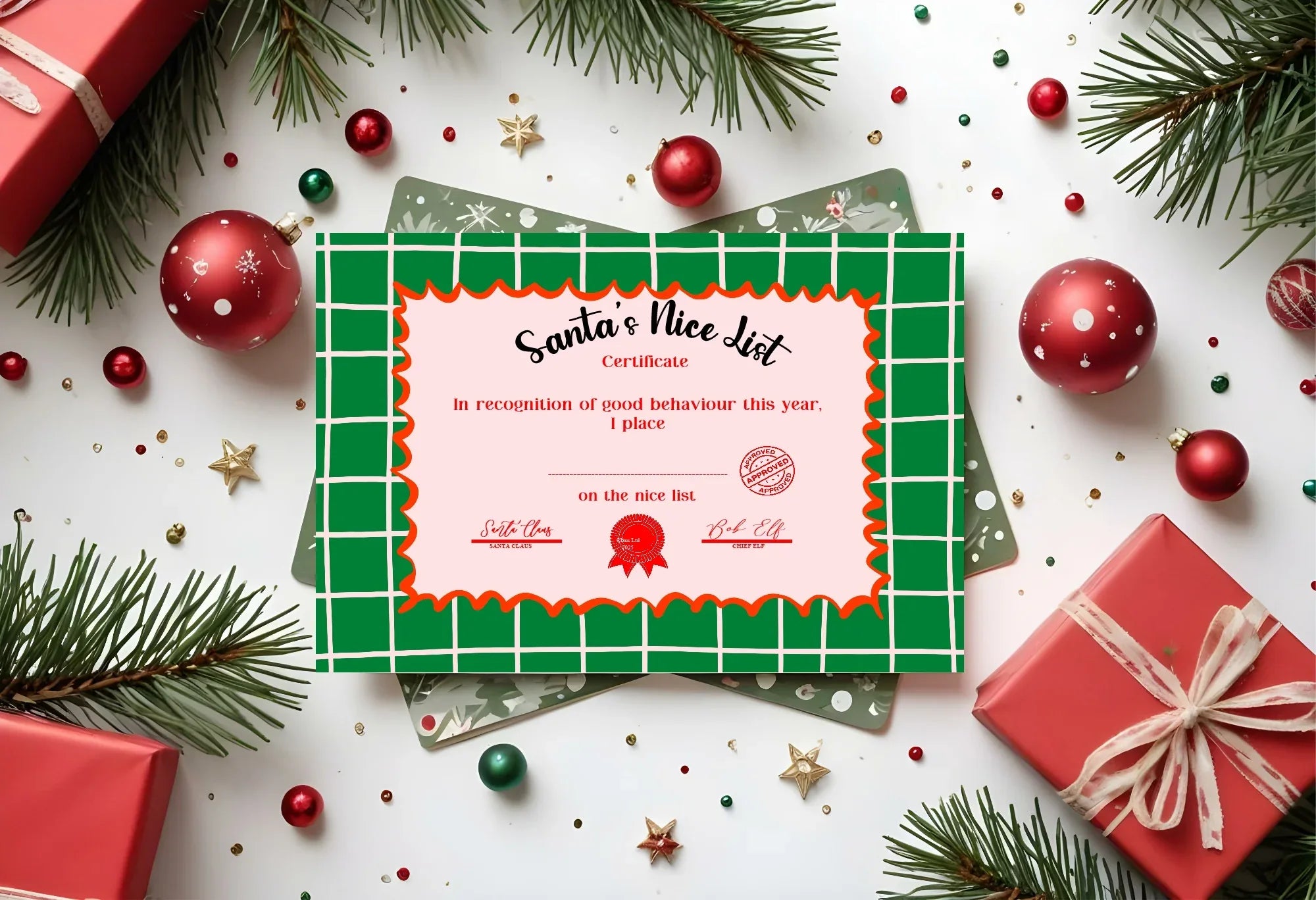 Christmas Green Check Letter to Santa Kit inc Personalised Forever Print - Larosier Prints