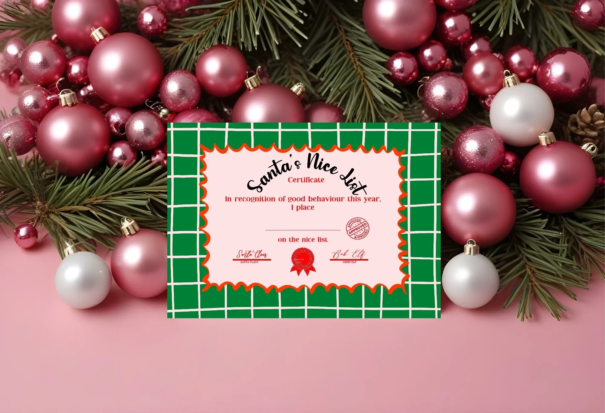 Christmas Green Check Letter to Santa Kit inc Personalised Forever Print - Larosier Prints