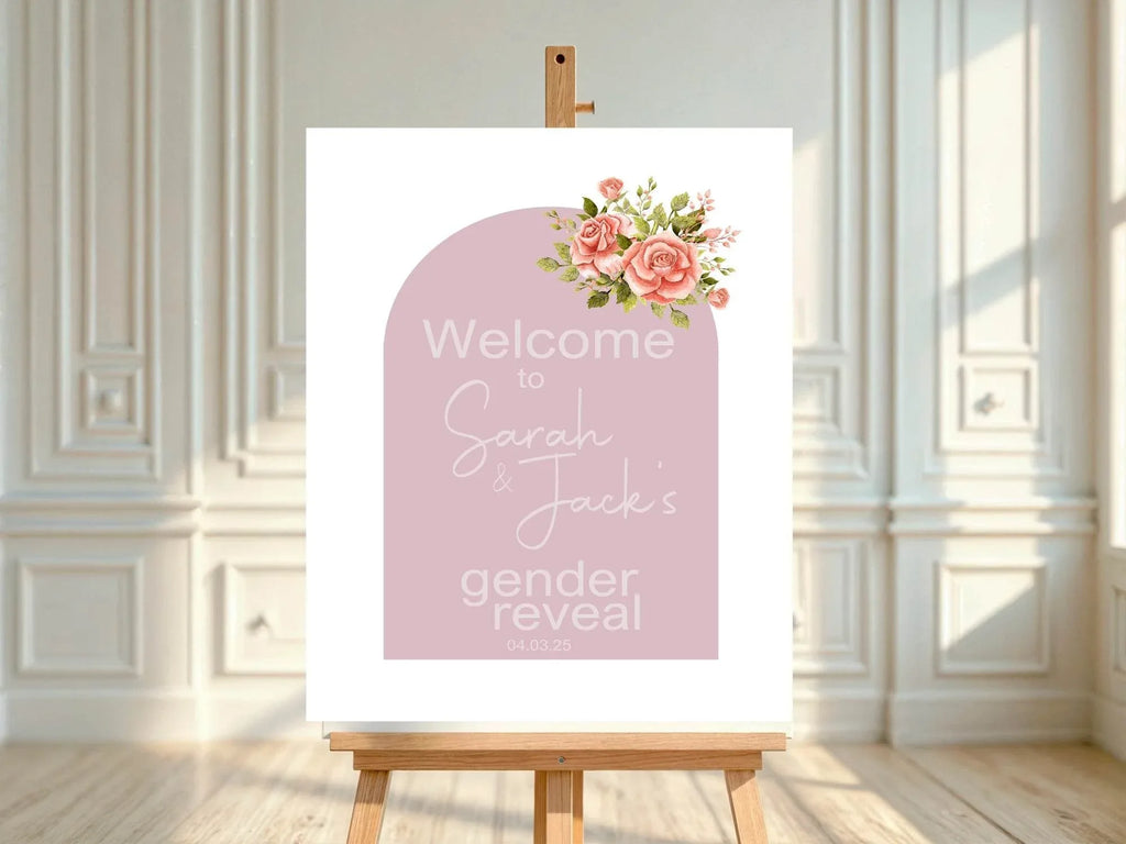 Baby In Bloom Welcome To Our Gender Reveal Party Sign - Larosier Prints