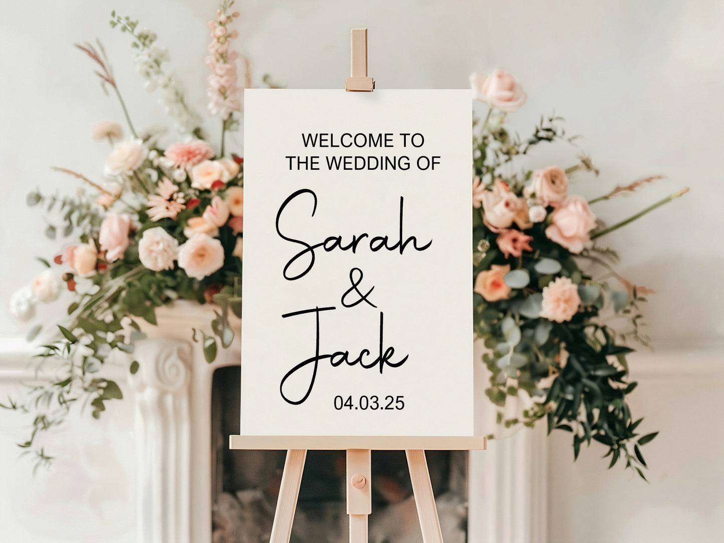 Minimalist Welcome To Our Wedding Sign | Black & White