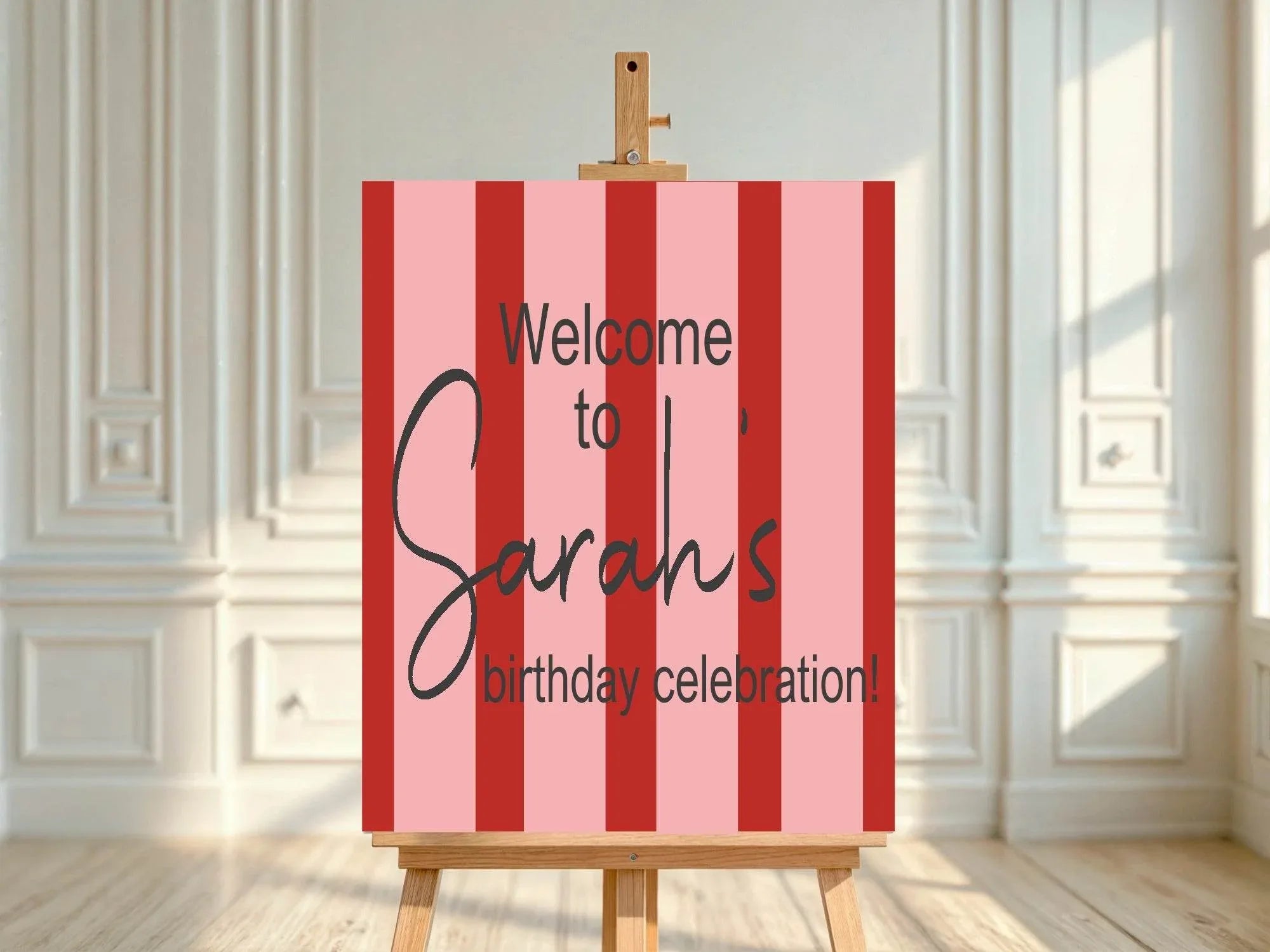 Red & Pink Welcome Birthday Party Sign - Larosier Prints