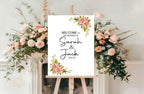 Pink Rose Welcome To Our Wedding Party Sign - Larosier Prints