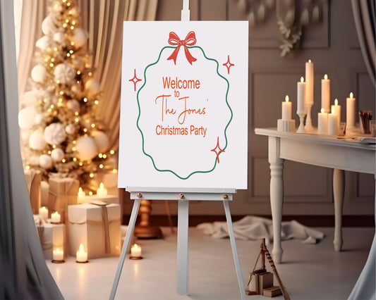 Bow Frame Welcome Christmas Party Sign